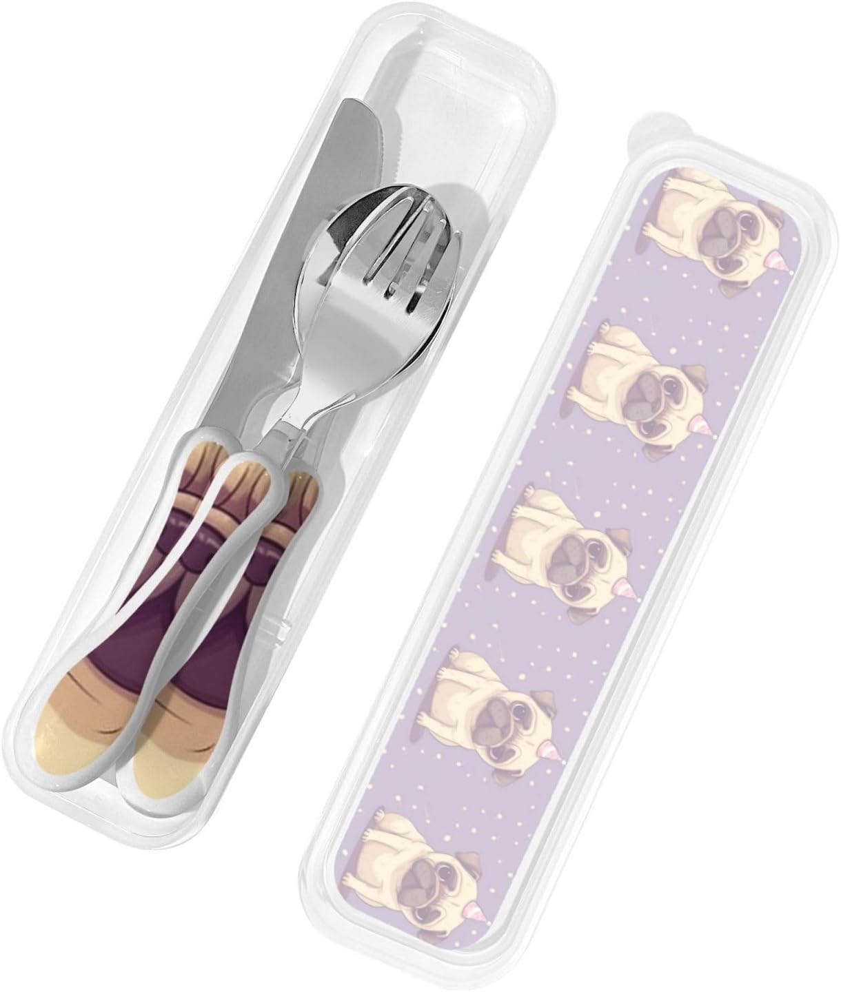 3-Piece Kids Silverware Set With Storage Case, Stainless Steel Reusable Children Safe Knife Spoon Fork Set Blue Active Girl Running Sunset Children Flatware Set For Kids Lunch Box - Colors B