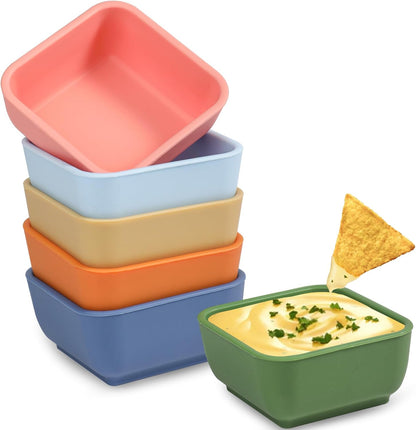 Webake Silicone Dipping Bowls, 3oz Small Pinch Bowls for Cooking Prep, Sauce, Condiment Server, BPA Free Set of 6