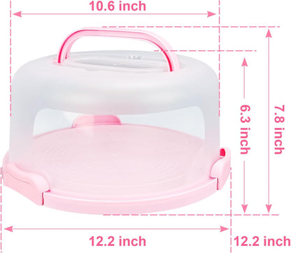 Cake Carrier with Lid and Handle, Fit 10’’ Cake Stand with Lid, Cake Transport Storage Container, Cake Containers Cover Stand with Lids, 3 Secure Side Closures (White)