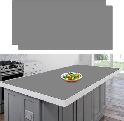 36"x24"(90cmx60cm) Large Silicone Mat for Kitchen Counter, Heat Resistant Non-Slip Countertop Protector, Waterproof Silicone Craft Mat for Kitchen Island, 2Pack (Semitransparent)