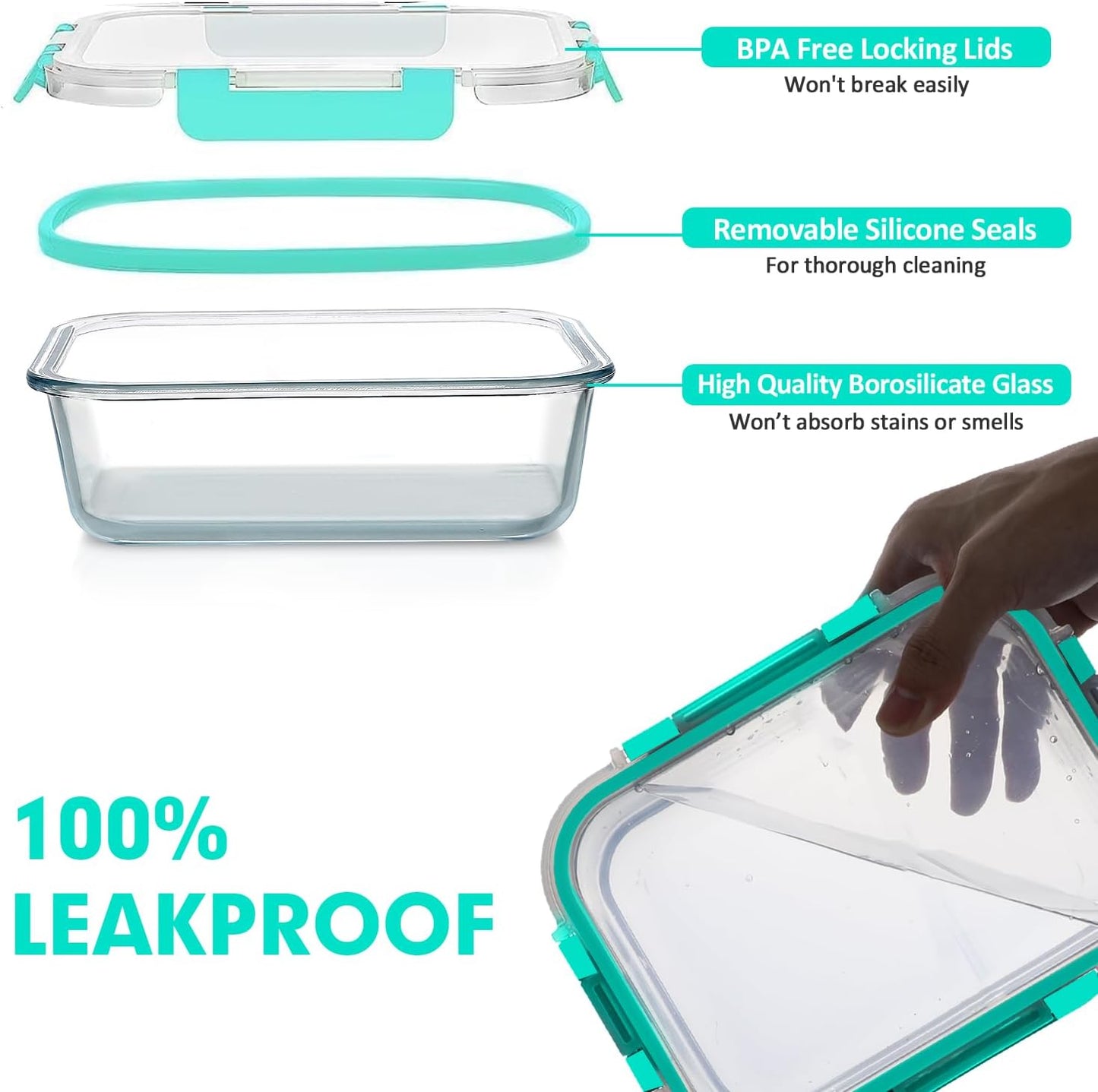 VERONES 30 Pieces Glass Meal Prep Containers Set, Stackable Glass Food Storage Containers with Lids-Airtight Lunch Containers，for Microwave, Oven, Freezer & Dishwasher,Grey