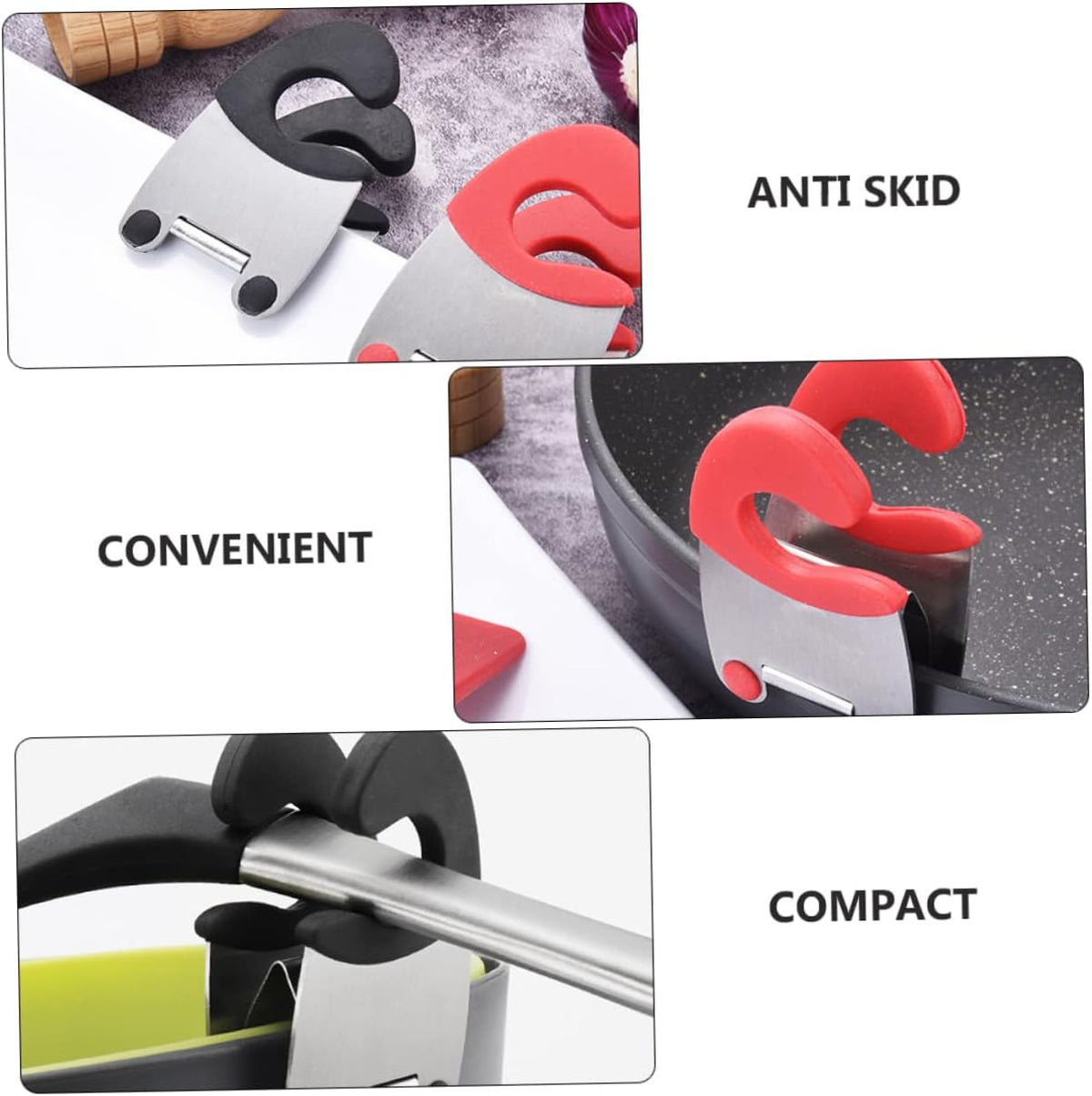 4pcs Stainless Steel Pot Side Clips Spoon Holder Anti-scalding