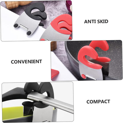 4pcs Stainless Steel Pot Side Clips Spoon Holder Anti-scalding