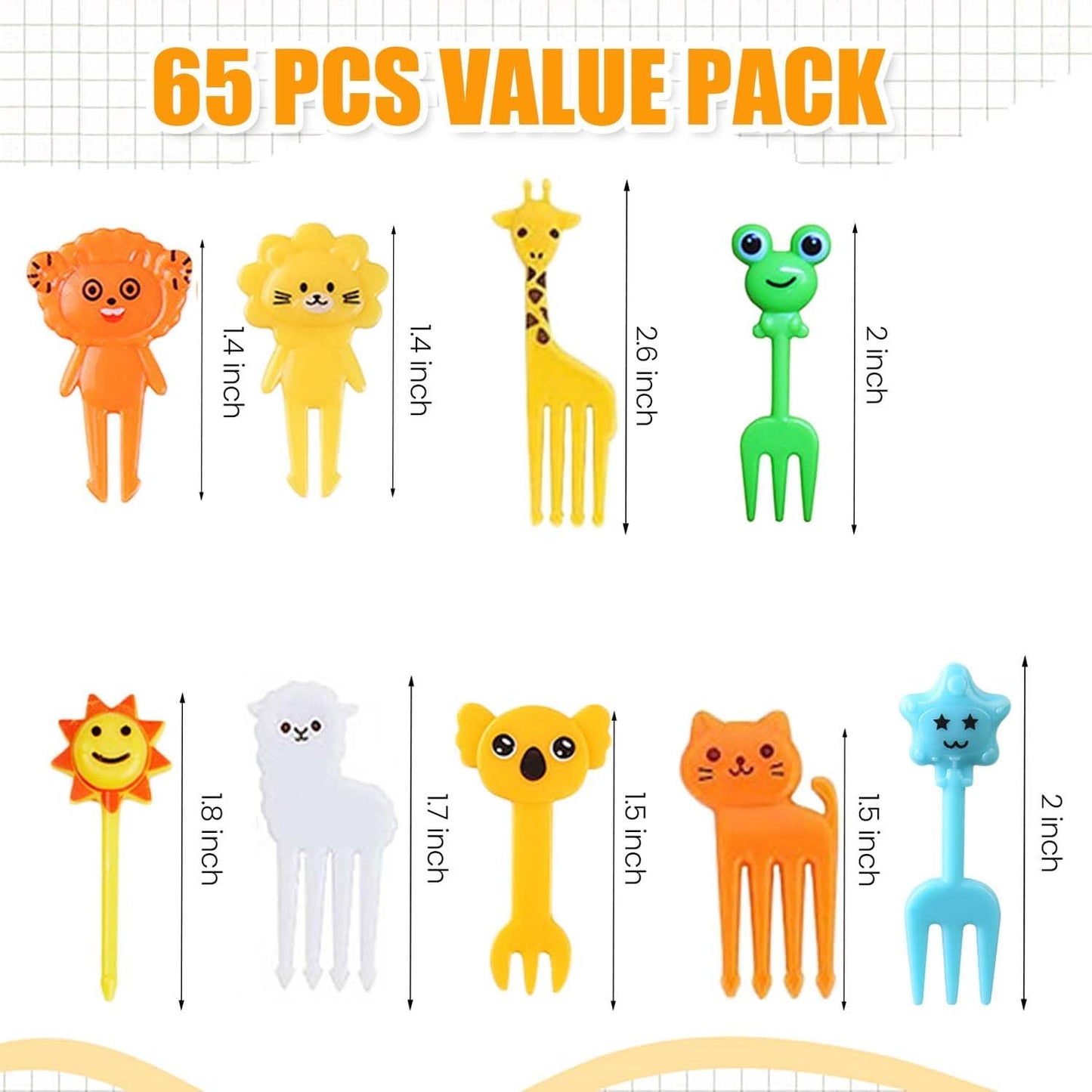 65 Pieces Animal Food Picks for Lunchbox, Mini Fun Fruit Picks for Lunch Accessories, Lunch Picks for Bento Box Essentials, Cute Reusable Toothpicks Forks for Picky Eaters, BPA-Free