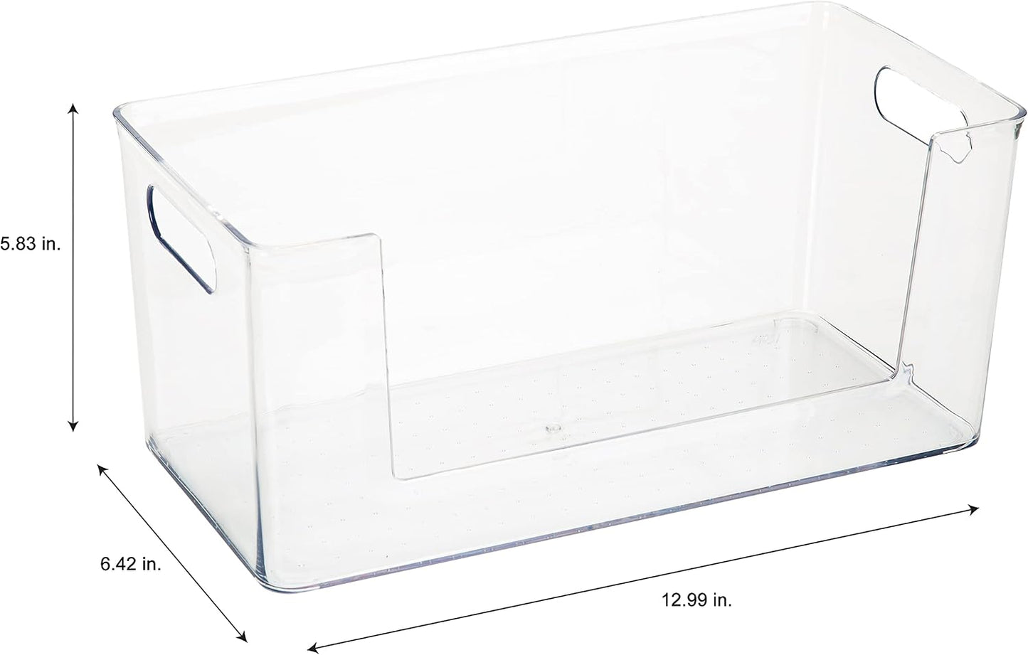 Simplify Rectangular Open Front Organizer Bin | Kitchen Cabinet & Pantry | Fridge Storage | Bathroom | Office Tote | Super Clear
