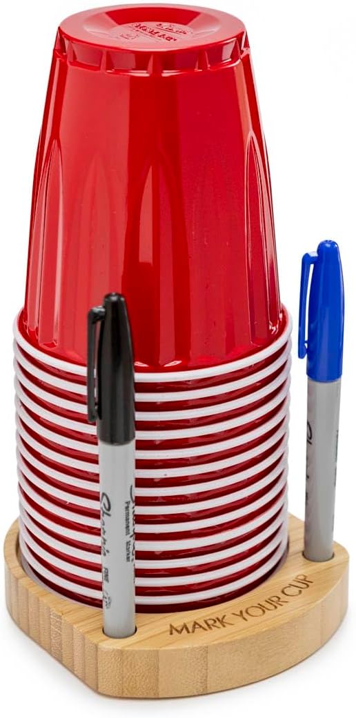 Party Cup Holder for 3-4" Cups - Hosting Essential to Prevent Mix-Ups & Reduce Waste - Sturdy Drink Organizer with Rubber Feet for Birthdays, BBQs, & Holiday Gatherings (Cups & Markers Not Included)