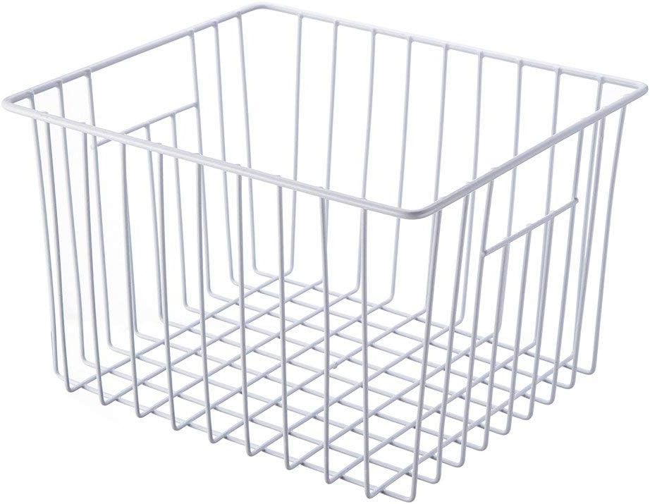 Slideep Wire Baskets Farmhouse Freezer Organizer Storage Bin Basket with Handles, Food Storage for Kitchen Cabinets, Pantry, Closet, Bedroom, Bathroom, Office 3 Pack
