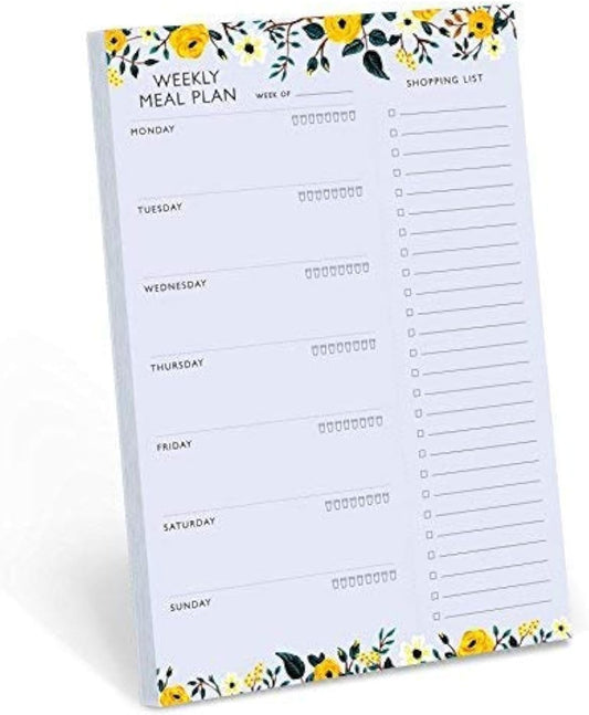 Weekly Magnetic Meal Planner Notepad - Food Planning Organizer and Grocery List Pad, Premium 52 Pages, with Tear Away Perforated Shopping List