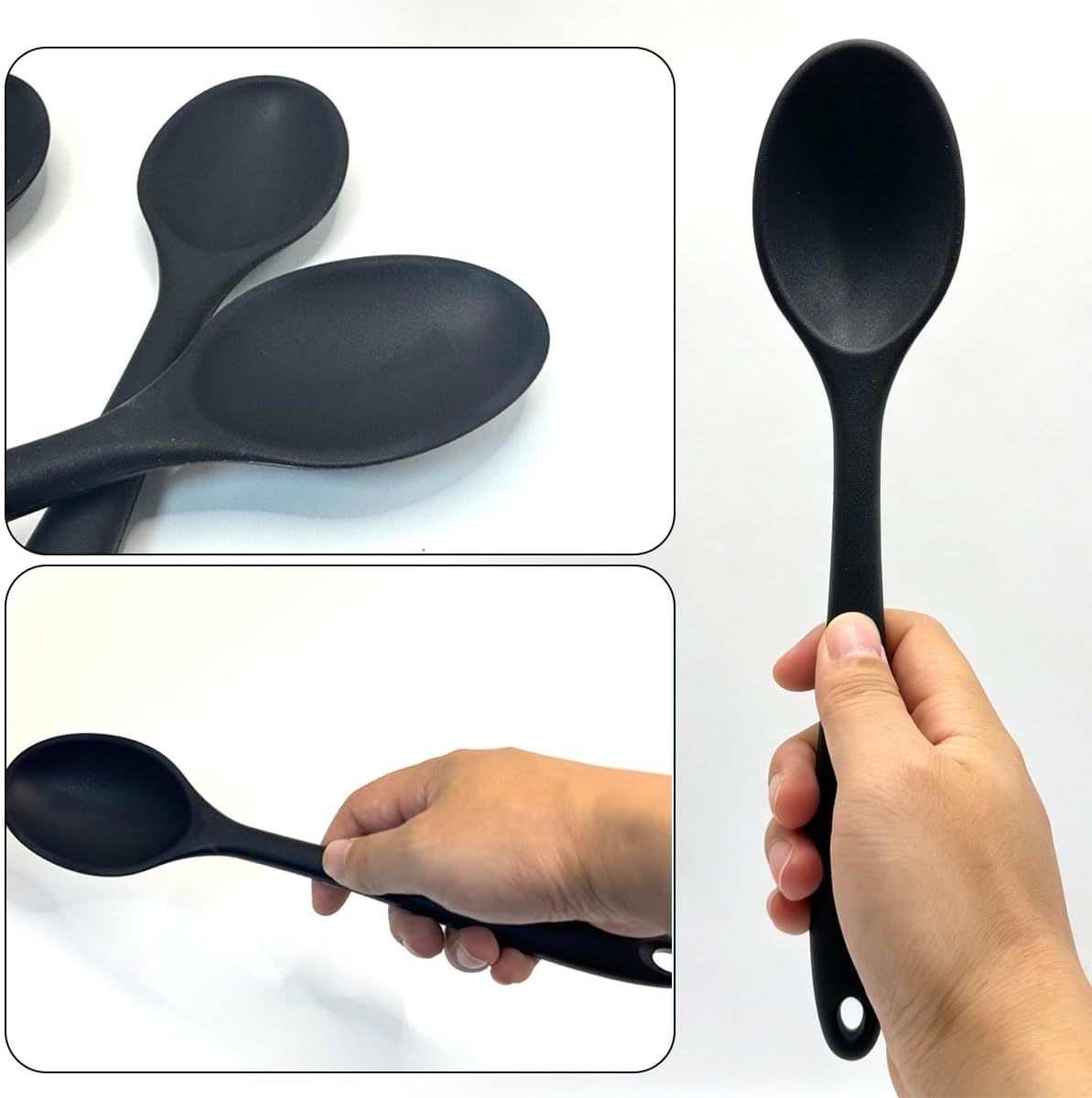 Silicone Spoons Set of 5,Mixing Spoons for cooking,Heat Resistant Spoons, Mixing Spoons for Kitchen Cooking Baking Stirring Mixing Tools (2pcs Large & 3pcs small)