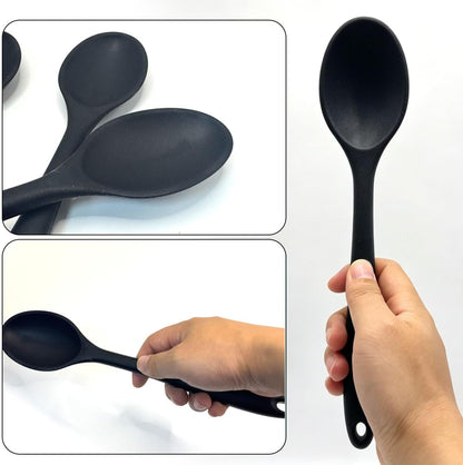 Silicone Spoons Set of 5,Mixing Spoons for cooking,Heat Resistant Spoons, Mixing Spoons for Kitchen Cooking Baking Stirring Mixing Tools (2pcs Large & 3pcs small)