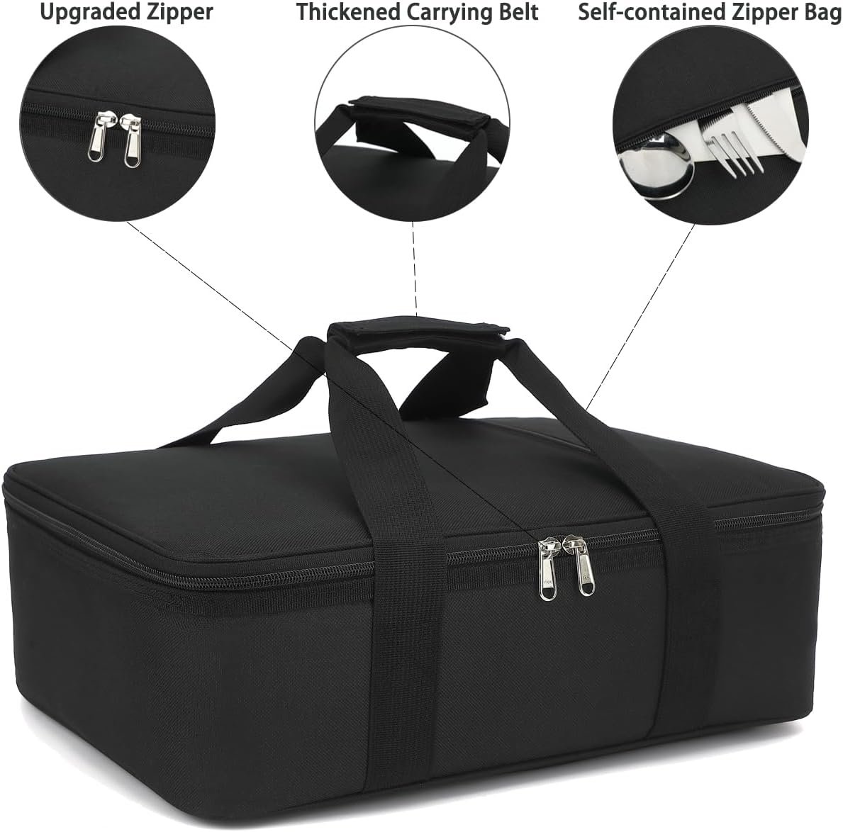 GYEUKHAM Insulated Casserole Carrier Bag - Large Portable Hot and Cold Food Storage Tote with Handles Thermal Bag for Parties, Picnics, Camping, Travel,Fits 9"x13" Baking Dish,Grey