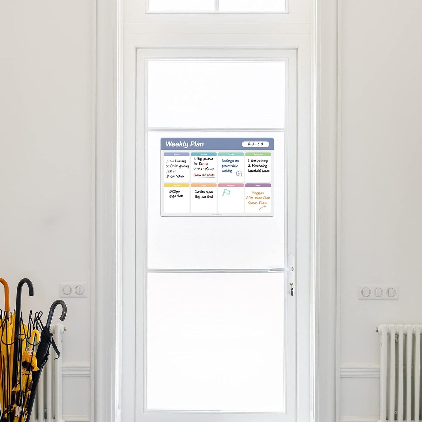loukin Dry Erase Checklists 4 Pack, Electrostatic Clings to Any Shiny Surface, 7.9"×5.9" Whiteboard Shopping List, Reusable to do List for Office, Classroom, Refrigerator, 6 Markers&1 Eraser Included