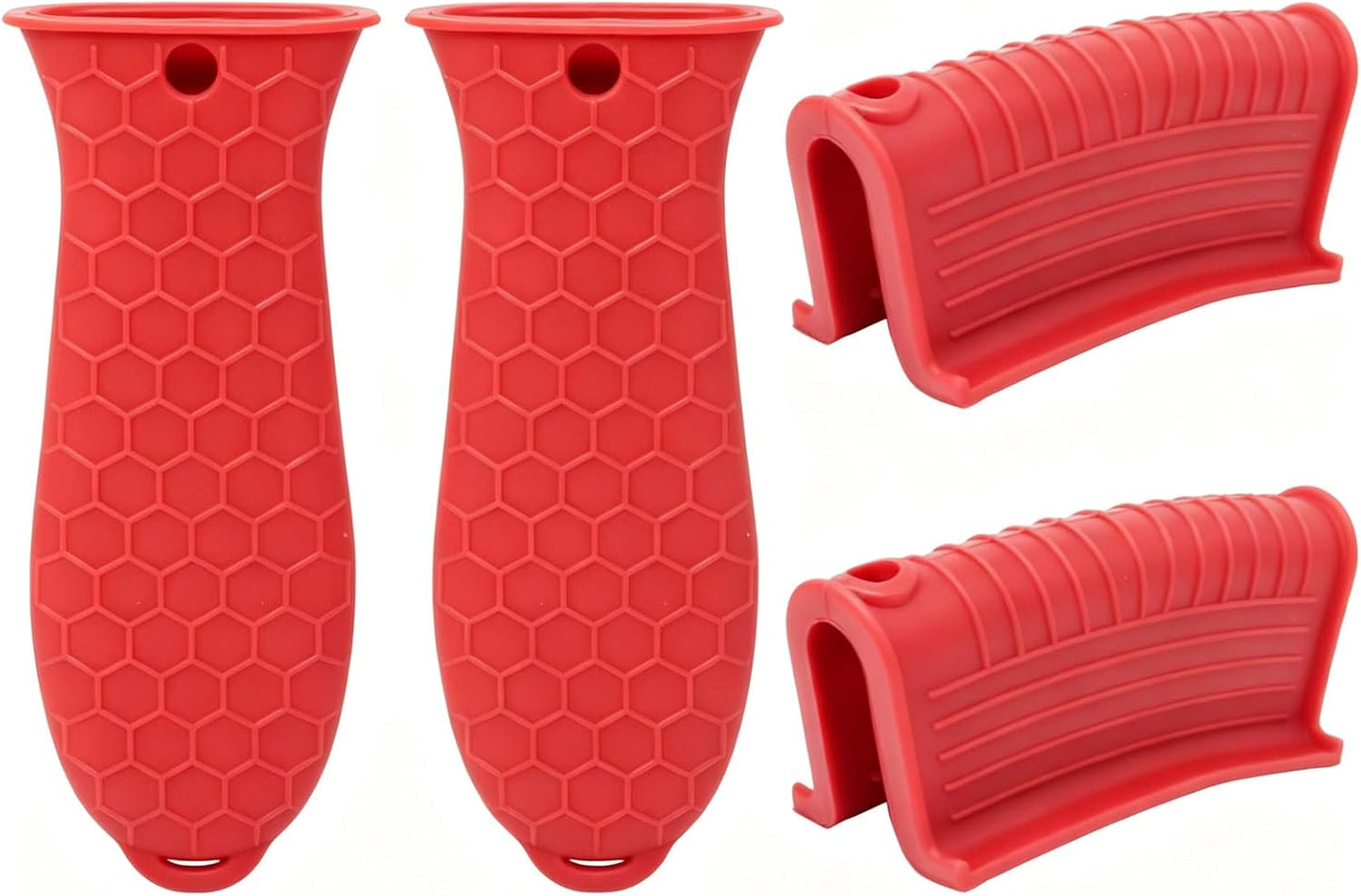 4 PCS Silicone Pot Holders Set Non-Slip Hot Handle Covers Heat Resistant Pan Handle Sleeves for Cast Iron Skillets, Frying Pans, Griddles, Kitchen Cooking Accessories