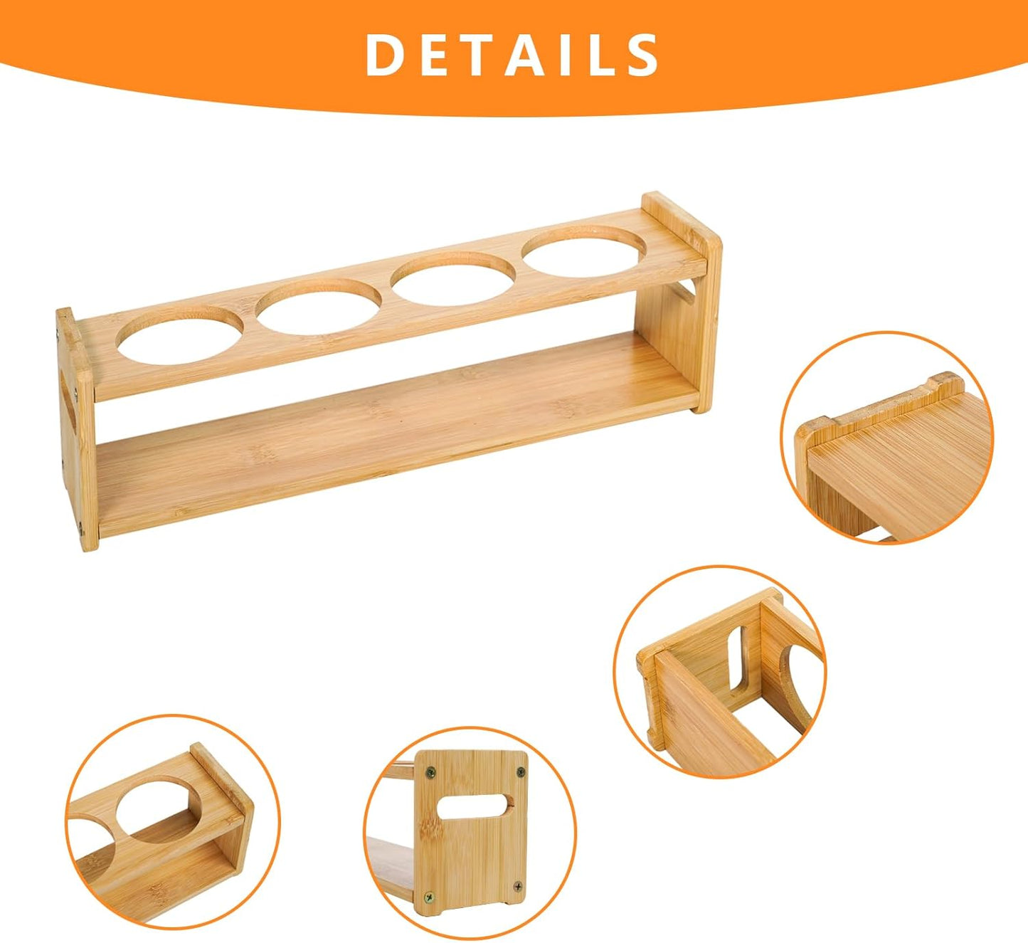 Wooden Condiment Caddy for Squeeze Bottles, 4-Bottle Countertop Organizer with Non-Slip Base, for Kitchen, Fridge, Dining Table Storage to Prevent Spills and Clutter