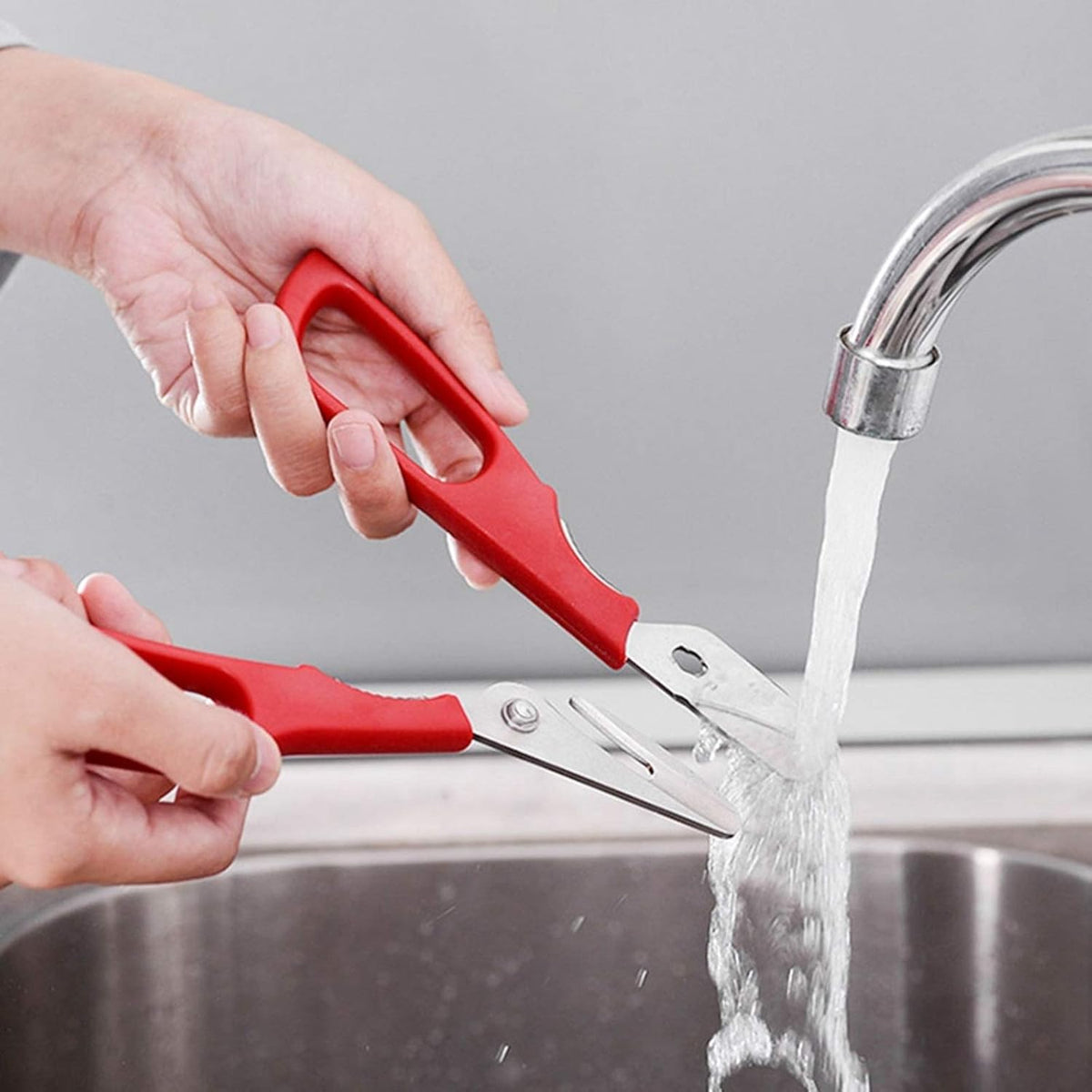 Seafood Scissor Stainless Steel Lobster Crab Shrimp Scissors Detachable Seafood Shears Multifunctional Seafood Cutter Tools for Kitchen Cooking(Red)