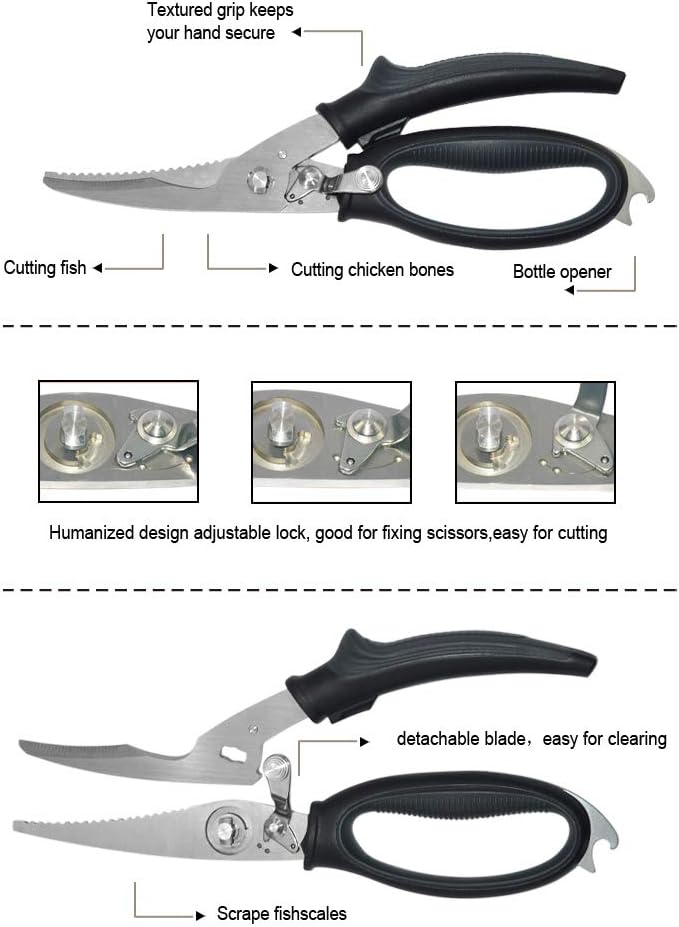 Poultry Shears - Heavy Duty Kitchen Scissors for Cutting Chicken, Poultry, Game, Bone, Meat - Chopping Food - Spring Loaded