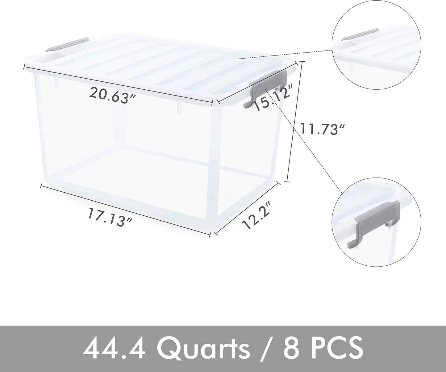 Citylife 32 QT Plastic Storage Bins with Latching Lids Stackable Storage Containers for Organizing Large Clear Storage Box for Garage, Closet, Kitchen, 4 Packs
