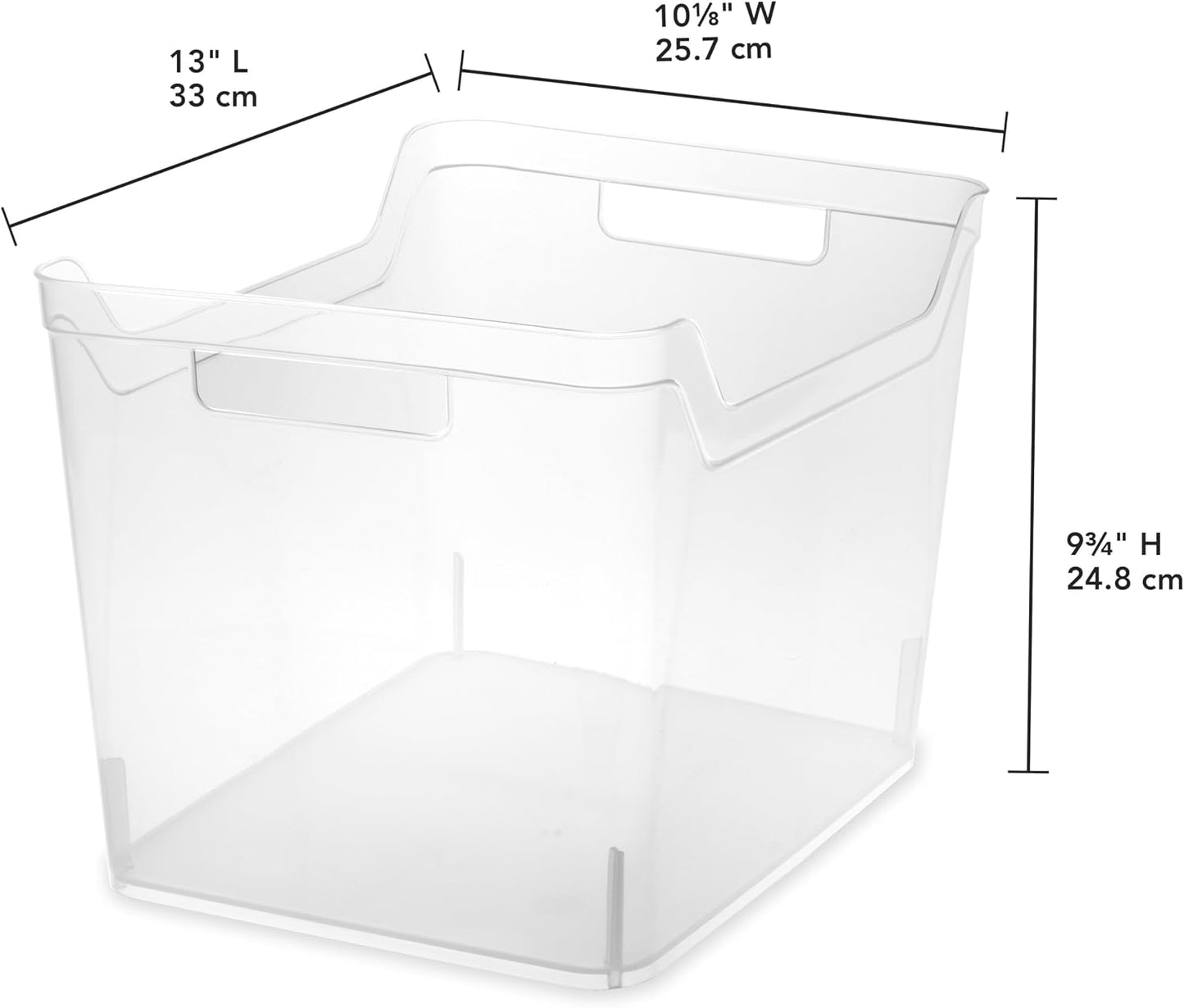 Sterilite Narrow Shelf Bin with Handles, Plastic Storage Container for Organizing Shelving, Closet, Pantry, and Countertops, Clear, 6-Pack