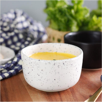 roro Ceramic Stoneware Mini Pinch Bowls Set of 6, Hand-Molded Artisanal Glossy Speckled White, Salt Pepper Spices and Seasoning - Cute and Elegant Kitchen Addition