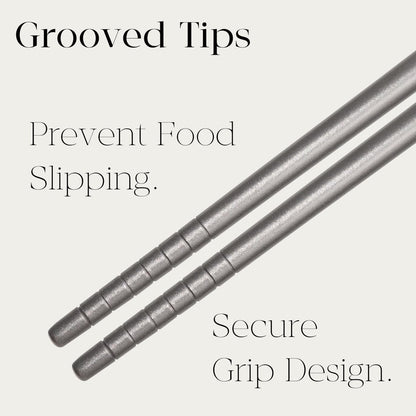 1 Pair Titanium Chopsticks-Unbreakable Camping & Travel Utensils, Panda Laser Engraved Lightweight Chopsticks Gift Set with Carry Case, Drawstring Bag/Dishwasher Safe(99.8% Pure Titanium)