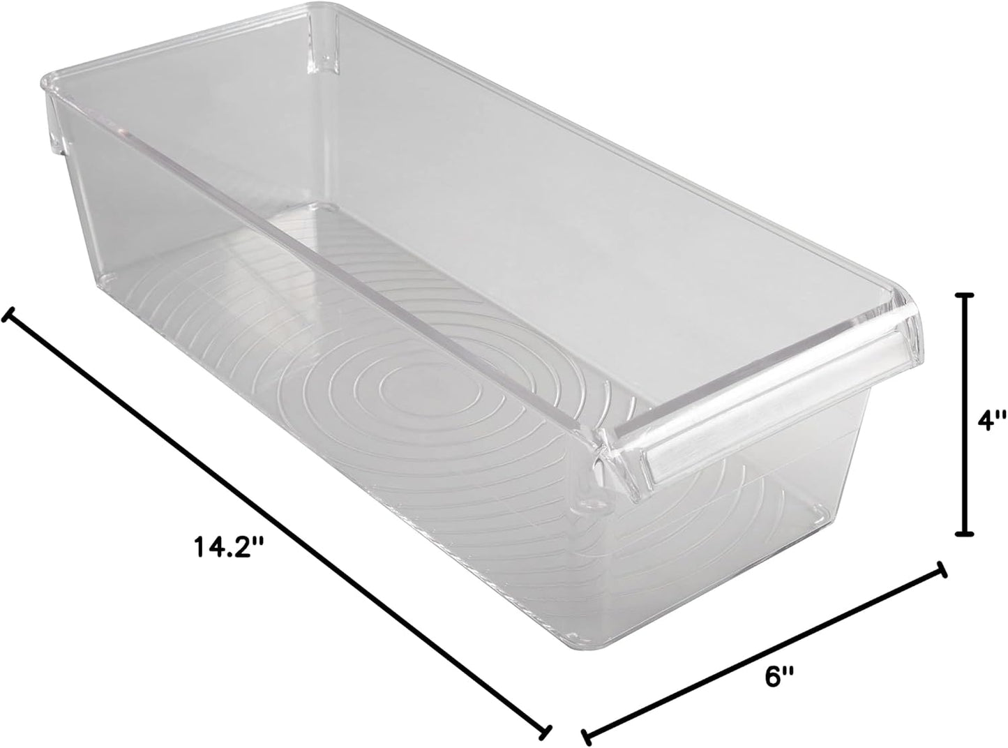 Kitchen Details 2 Pack Medium Refrigerator Storage Bin | Fridge & Freezer | Kitchen Organization | Stainless Steel Handle | Countertop | Cabinets | Pantry | Clear