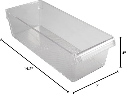 Kitchen Details 2 Pack Medium Refrigerator Storage Bin | Fridge & Freezer | Kitchen Organization | Stainless Steel Handle | Countertop | Cabinets | Pantry | Clear