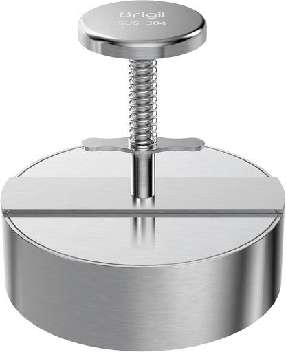 Brigii 304 Stainless Steel Burger Press - 4.5" Hamburger Patty Maker, Heavy Duty Stainless Steel Burger Press for Ground Beef, Burgers (Dishwasher Safe)