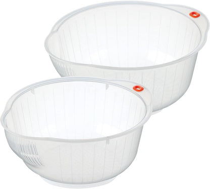 Inomata Plastic Japanese Rice Washing Bowl with Strainer, 2 quart