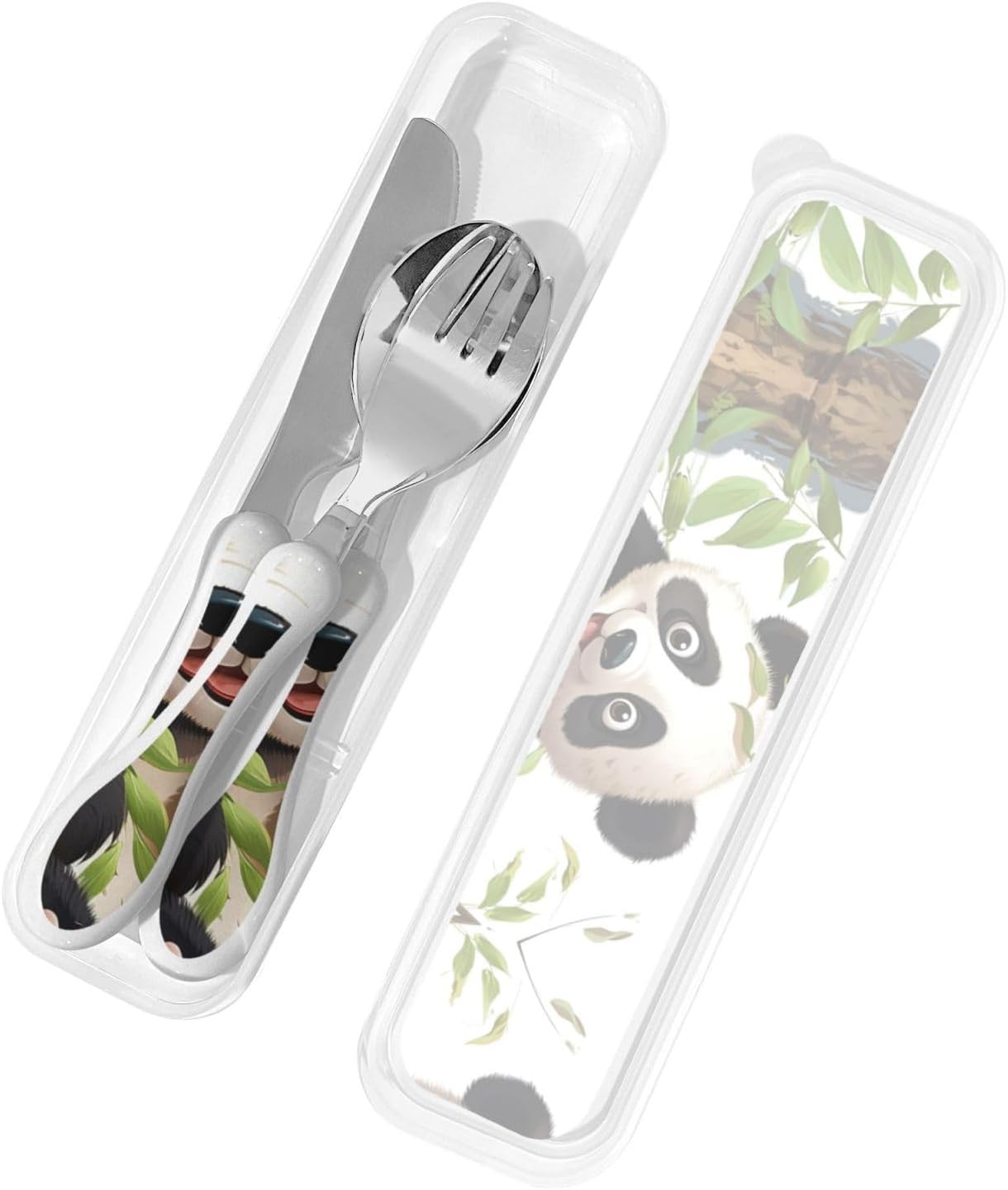 3-Piece Kids Silverware Set With Storage Case, Stainless Steel Reusable Children Safe Knife Spoon Fork Set Blue Active Girl Running Sunset Children Flatware Set For Kids Lunch Box - Colors C