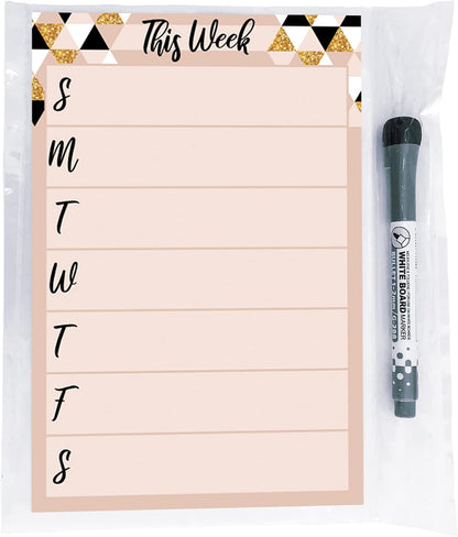 Dry Erase Weekly Calendar Planner Sticker Decal | Removable & Reusable | Magnetic Fine-Tip Marker Included (6 x 9 inches, White)