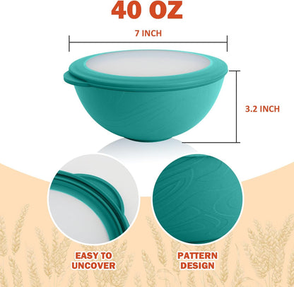 Wrova Wheat Straw Bowls for Kitchen set of 6,Anti-Scald Thick Soup Bowls 40oz,Microwave and Dishwasher Safe Bowl Sets, Unbreakable Cereal Bowl Sets. Vibrant Series
