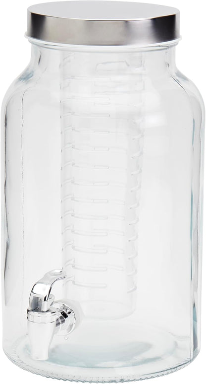 Mason Craft & More 3 Gallon Glass Beverage Drink Dispenser with Leakproof Spigot and Metal Stand