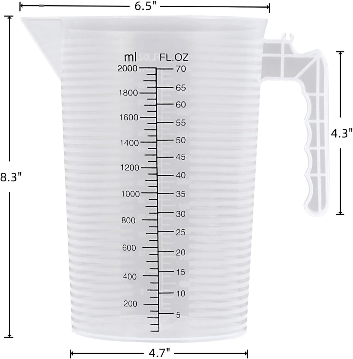 Large Measuring Pitcher for Kitchen, 70oz/2000ml