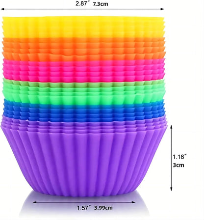 12PCS Silicone Cupcake Baking Cups, 2.75 inch, Muffin Cupcake Liners for Party, Multicolor