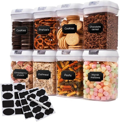 Livvera 28 oz Airtight Food Storage Containers with White Flip-Top Lids (8-Pack), BPA-Free Stackable Pantry Organizers