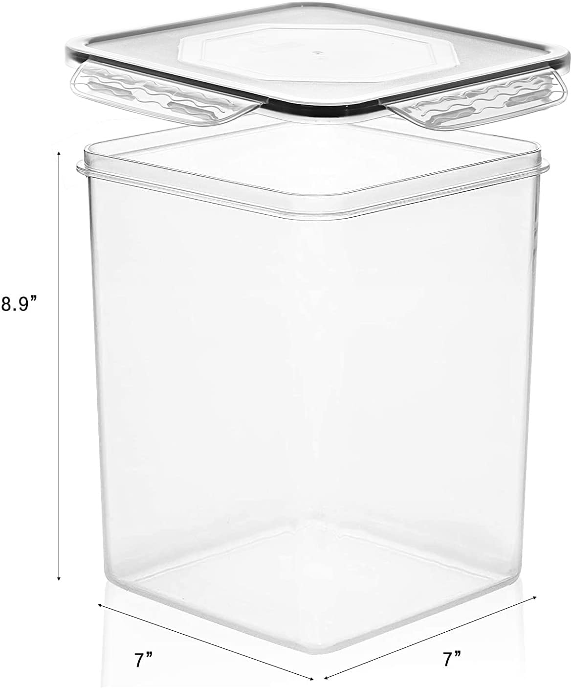 M MCIRCO Extra Large 7qt / 6.5L/220oz Tall Food Storage Containers, WIDE & DEEP, 4-Piece Plastic Airtight Kitchen Pantry Storage Containers for Flour, Sugar, with 4 Measuring Cups,20 Labels