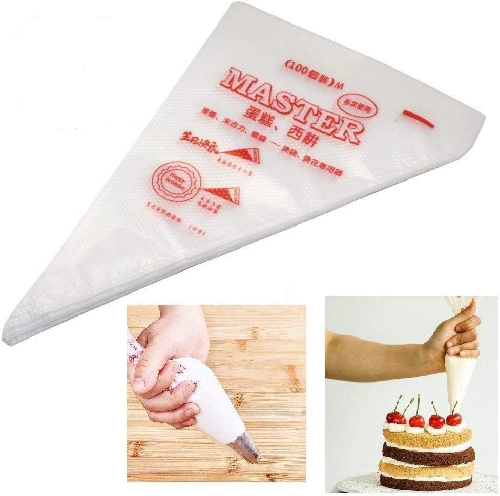 SelfTek 100Pcs Disposable Icing Piping Pastry Bags, Frosting Bag Cake Cupcake Cookies Decorating Bags for Icing and Frosting