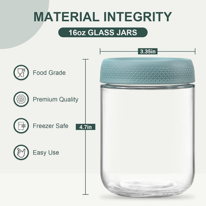 NETANY 6-pack 10oz Glass jars with Airtight Lids, Overnight Oats Containers with Lids, Wide mouth Mason Salad jars, Glass Food Storage Containers for Snacks Yogurt Spice Sugar