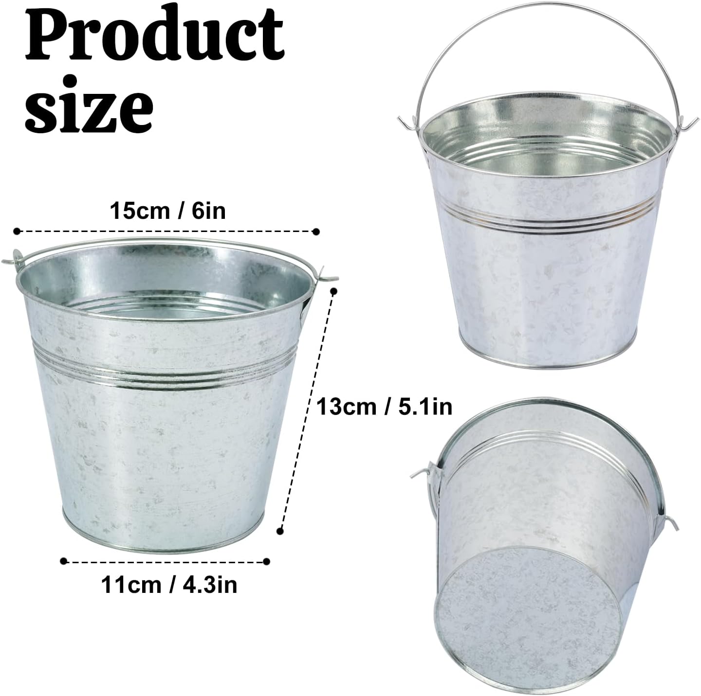 3 Pack 15.3" x 9" x 6" Yellow Metal Galvanized Tub with Handles, 3 Gallon Large Beverage Tubs for Parties, Beer, Wine, and Cocktails, Rust-Proof and Durable Ice Buckets