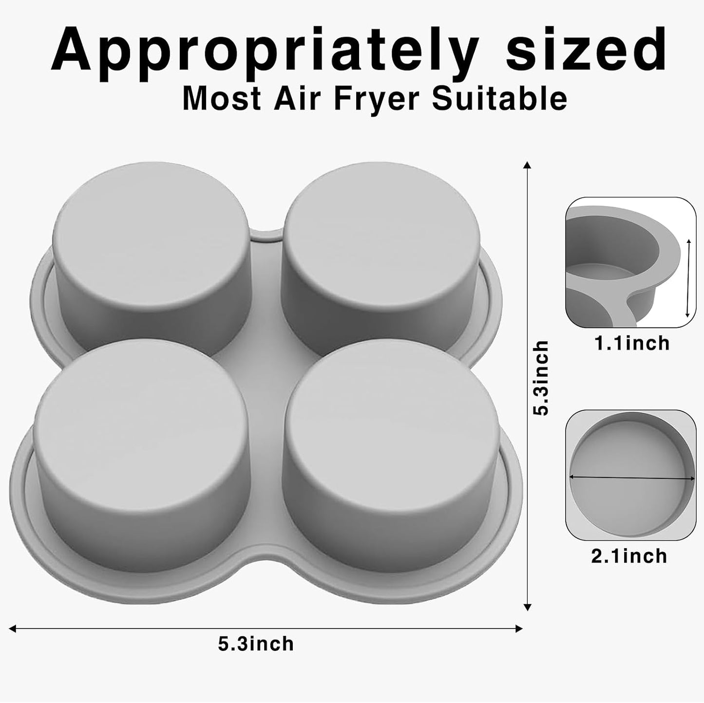 3 Pack Egg Bite Molds for Air Fryer Accessories,4-Cup Silicone Muffin Pans for Baking - Dishwasher Safe, Easy-Release, BPA Free