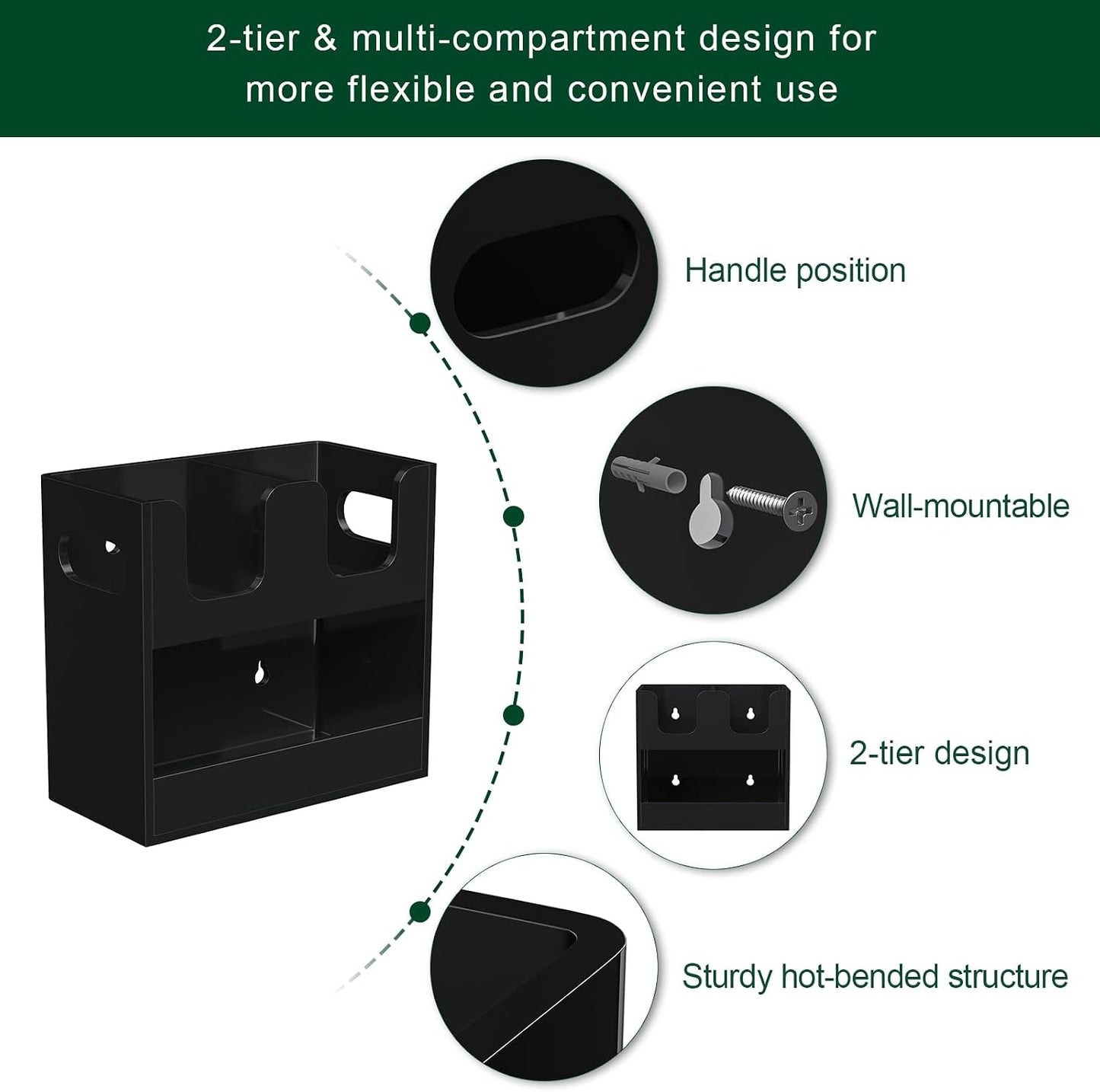 Disposable Coffee Cup Dispenser with Handles, 2-Tier 4 Compartments Clear Acrylic Paper Cup and Lid Storage Organizer for Coffee Bar Kitchen Accessories Restaurant Breakroom Party Supplies