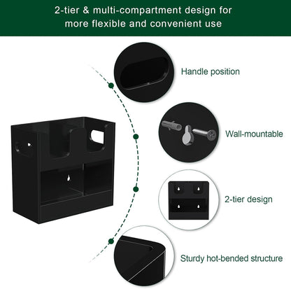 Disposable Coffee Cup Dispenser with Handles, 2-Tier 4 Compartments Clear Acrylic Paper Cup and Lid Storage Organizer for Coffee Bar Kitchen Accessories Restaurant Breakroom Party Supplies