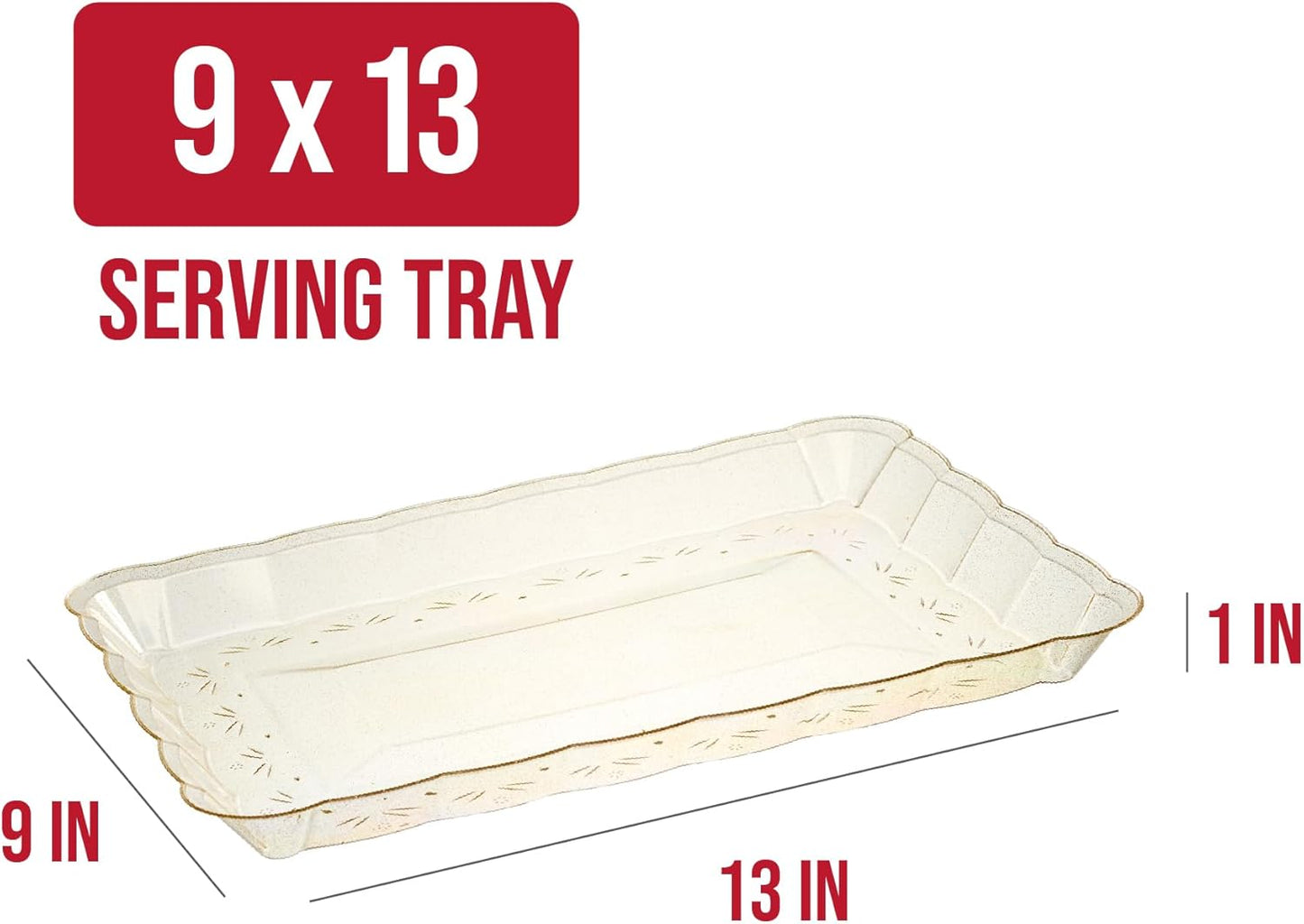 Plasticpro Plastic Serving Trays - Serving Platters Rectangle 9X13 Disposable Party Dish 4 Black Trays