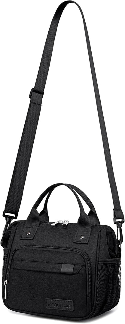 TuErCao Small Lunch Bag Lightweight Insulated Lunch Box for Women Work Portable Soft Cooler for Picnic Travel Road Trips, Loncheras para Mujer, Black