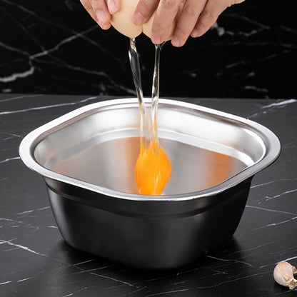 Zerodeko Stainless Steel Colander Bowl Set Square Kitchen Sink Metal Storage Basket Large Capacity Fruit Vegetables Washing Basin Rice Strainer Washer 22cm