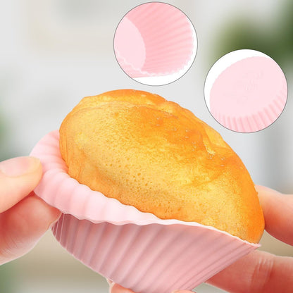 12-Pack Reusable Silicone Baking Cups – Non-Stick, 450°F Heat-Resistant, Dishwasher-Safe, Multicolor Muffin & Cupcake Liners for Baking, Parties, Holidays & Everyday Use