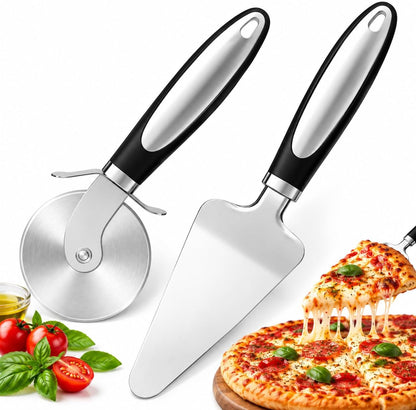 2PCS Pizza Wheel Cutter and Pie Server