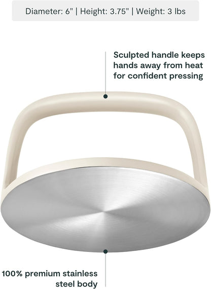 Caraway Grill Press with Handle, 100% Stainless Steel Body