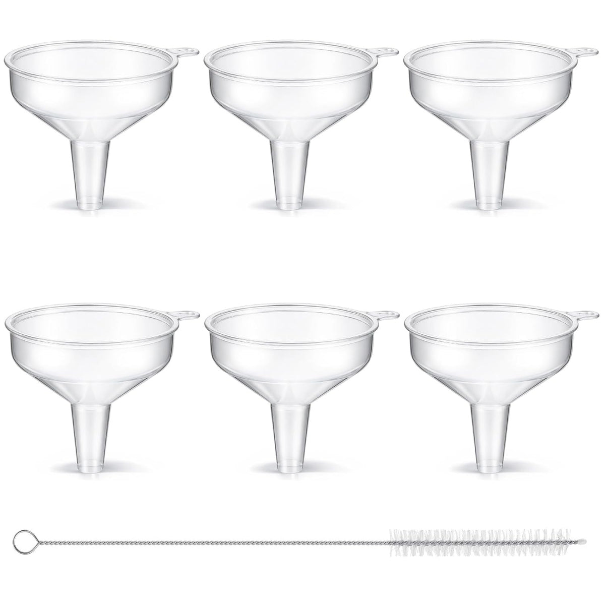 6 Pcs Small Funnels with Cleaning Brush,Water Bottle Funnel Funnels