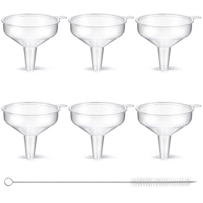 6 Pcs Small Funnels with Cleaning Brush,Water Bottle Funnel Funnels